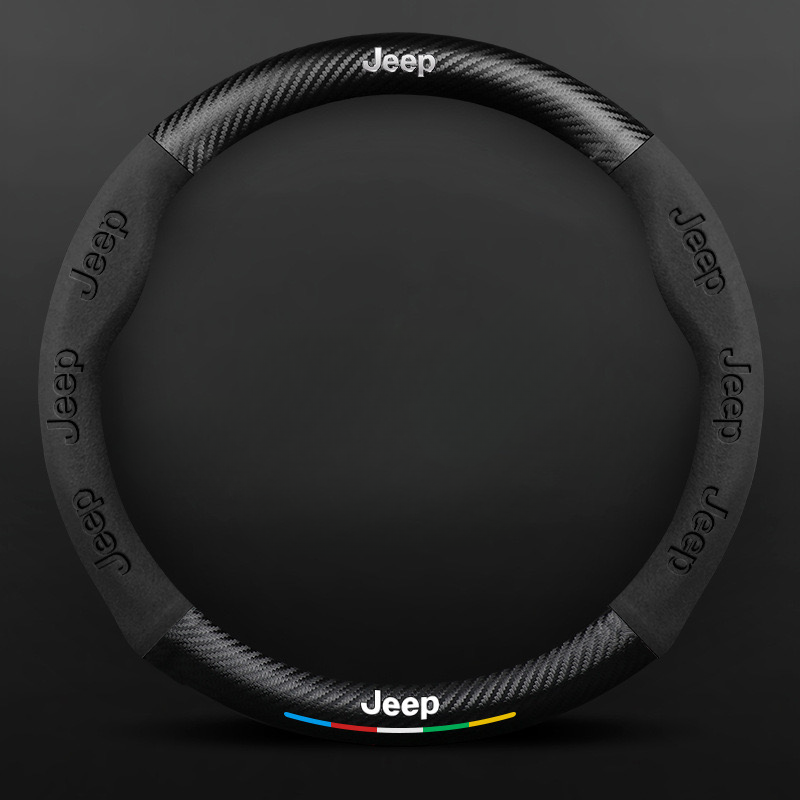 TrackVibe | Black Carbon Suede Steering Wheel Cover – Anti-Slip & Wear-Resistant
