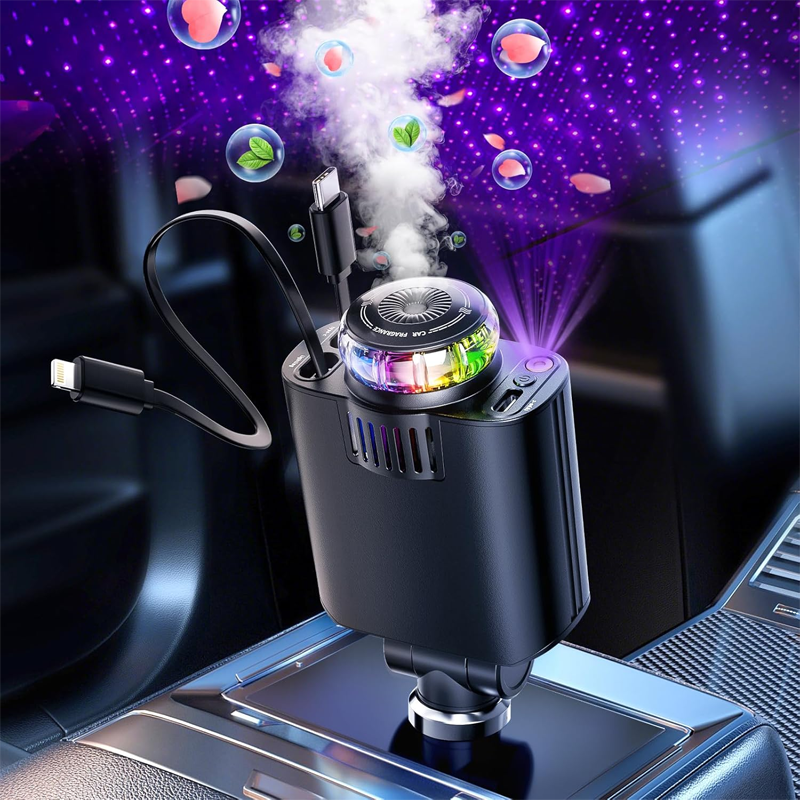 Starry Car Aroma Charger – 3-in-1 Cable, 120W Max, Stylish & Functional