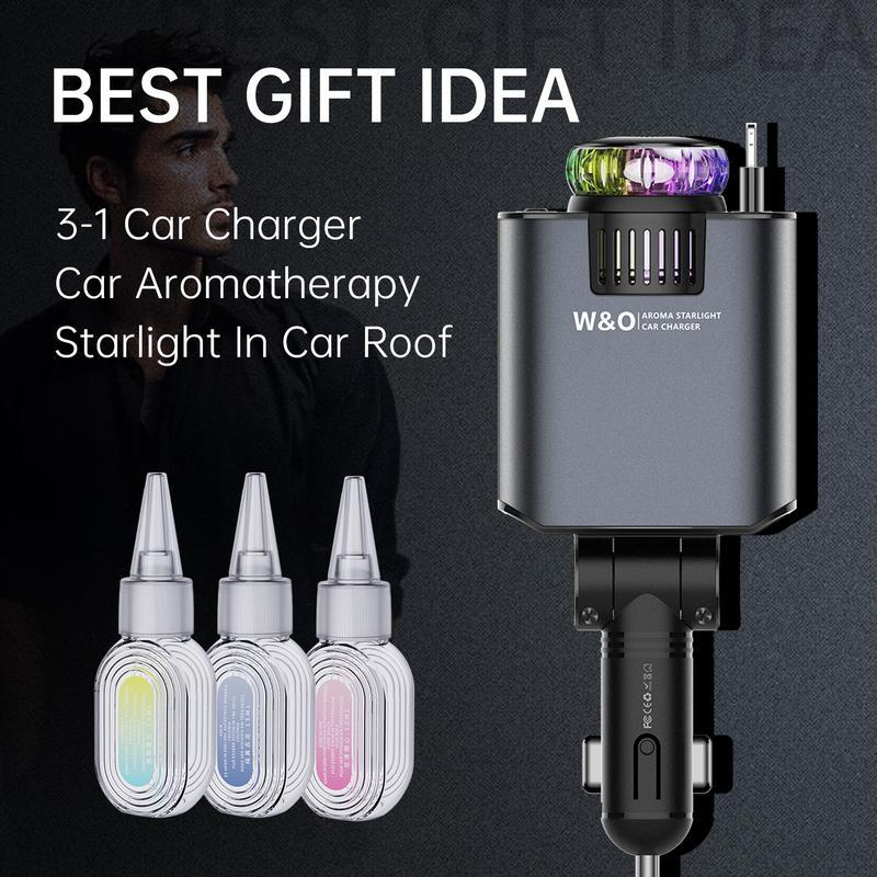 Starry Car Aroma Charger – 3-in-1 Cable, 120W Max, Stylish & Functional