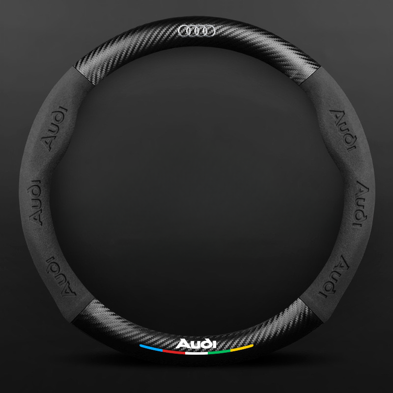 TrackVibe | Black Carbon Suede Steering Wheel Cover – Anti-Slip & Wear-Resistant