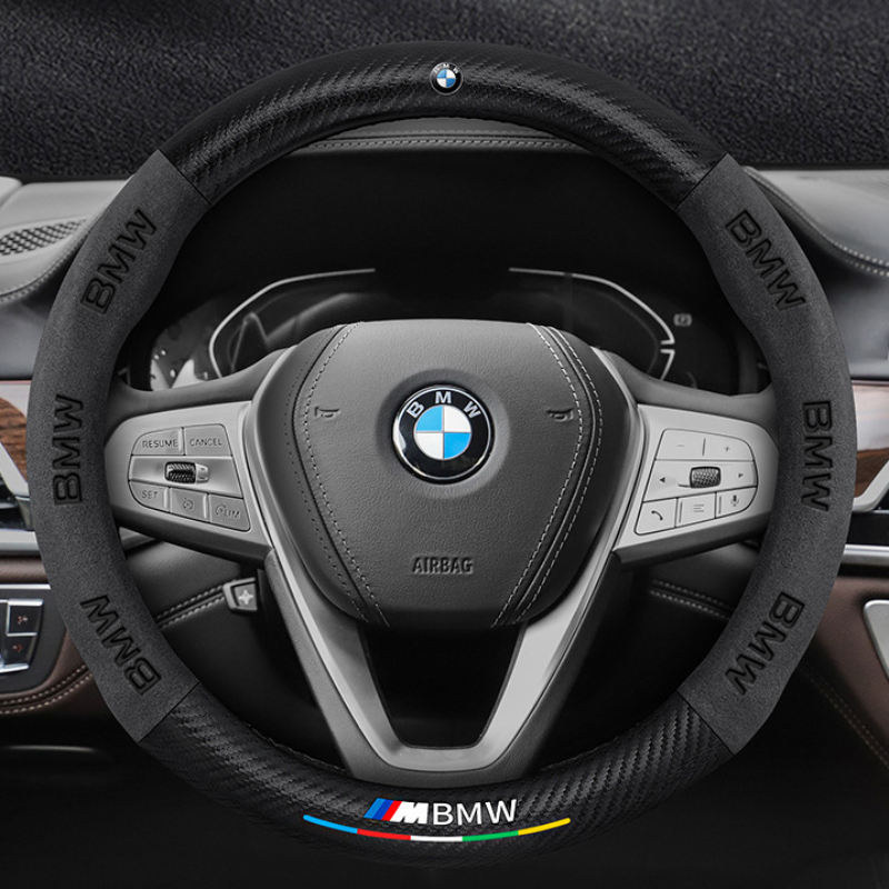 TrackVibe | Black Carbon Suede Steering Wheel Cover – Anti-Slip & Wear-Resistant