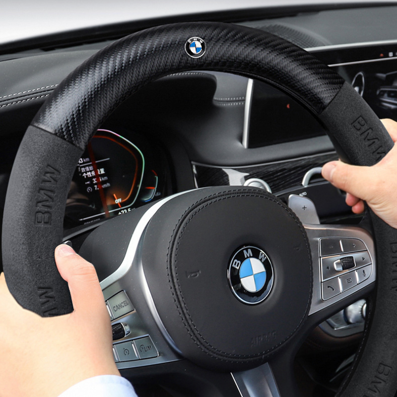 TrackVibe | Black Carbon Suede Steering Wheel Cover – Anti-Slip & Wear-Resistant