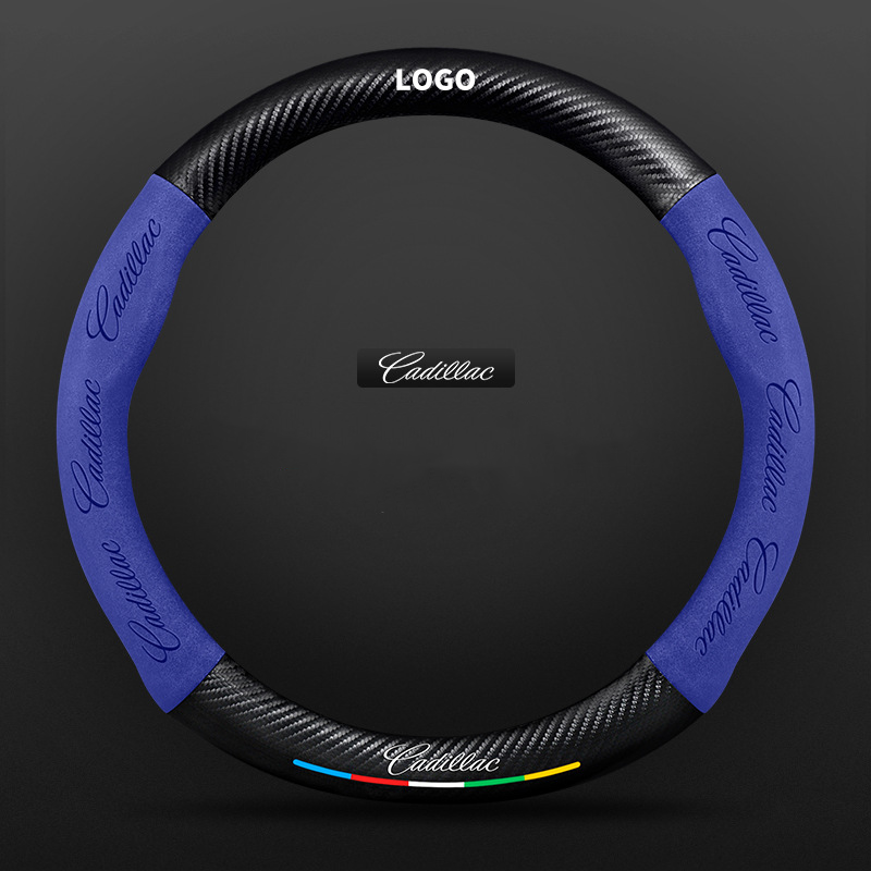 TrackVibe | Blue Carbon Suede Steering Wheel Cover – Anti-Slip & Wear-Resistant