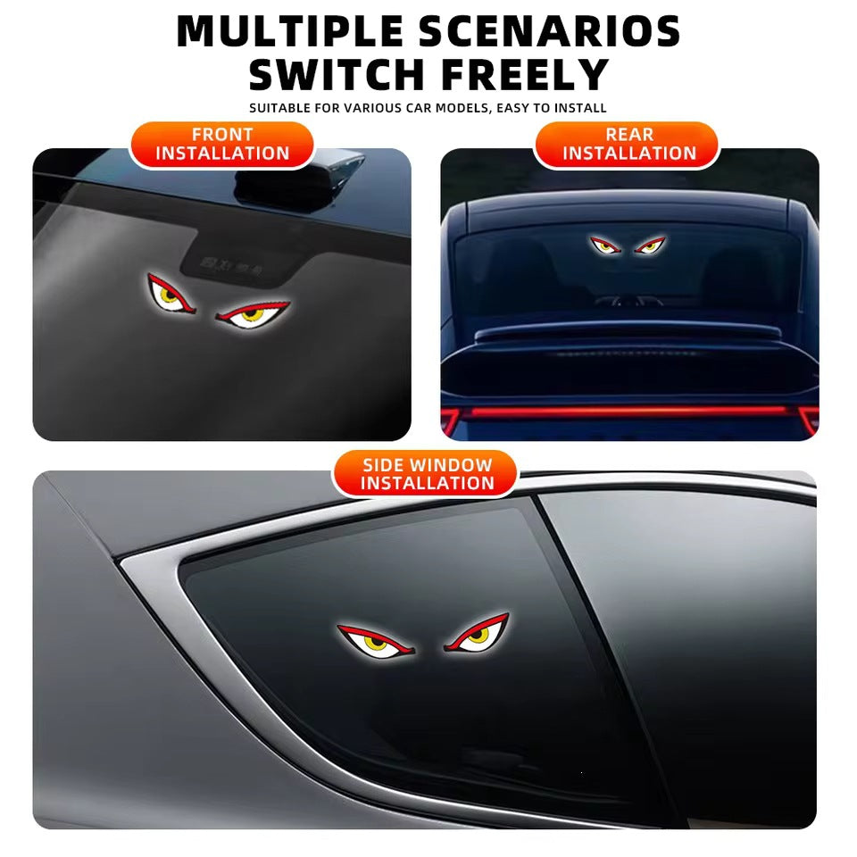 Solar Powered Devil Eyes LED Car Window Warning Light