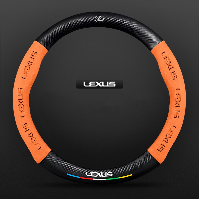 TrackVibe | Orange Carbon Suede Steering Wheel Cover – Anti-Slip & Wear-Resistant