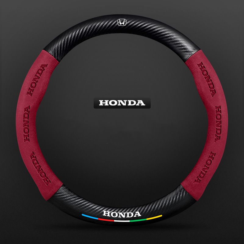 TrackVibe | Red Carbon Suede Steering Wheel Cover – Anti-Slip & Wear-Resistant