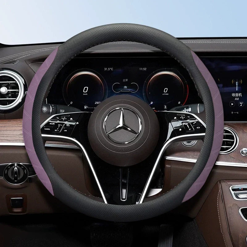 DriveCore Elite Grip Steering Wheel Cover – Sweat-Resistant Leather & Performance Boost