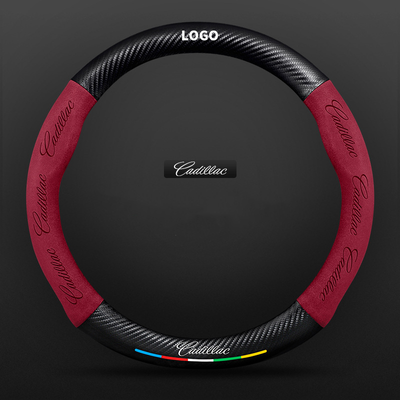 TrackVibe | Red Carbon Suede Steering Wheel Cover – Anti-Slip & Wear-Resistant