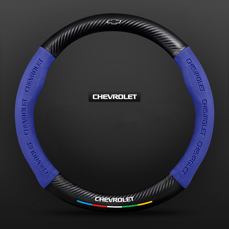 TrackVibe | Blue Carbon Suede Steering Wheel Cover – Anti-Slip & Wear-Resistant