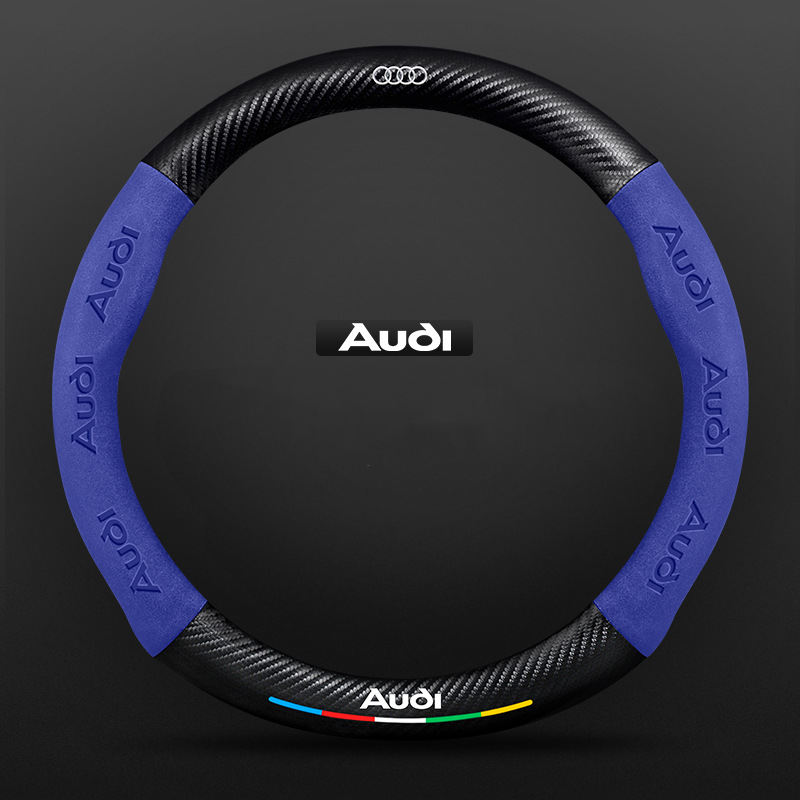 TrackVibe | Blue Carbon Suede Steering Wheel Cover – Anti-Slip & Wear-Resistant