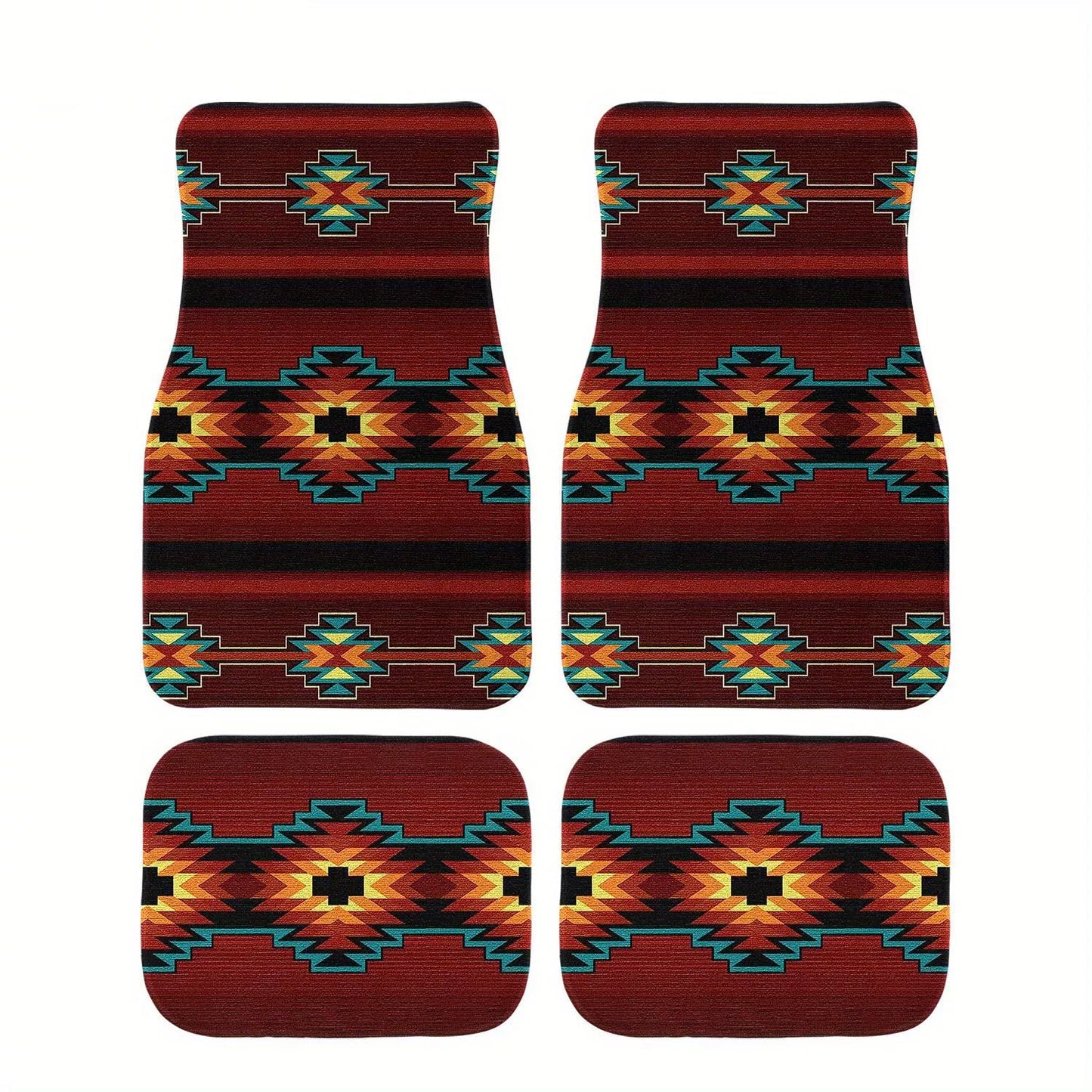 Ethnic Retro Style Car Floor Mats - Stain-Resistant & Easy to Clean