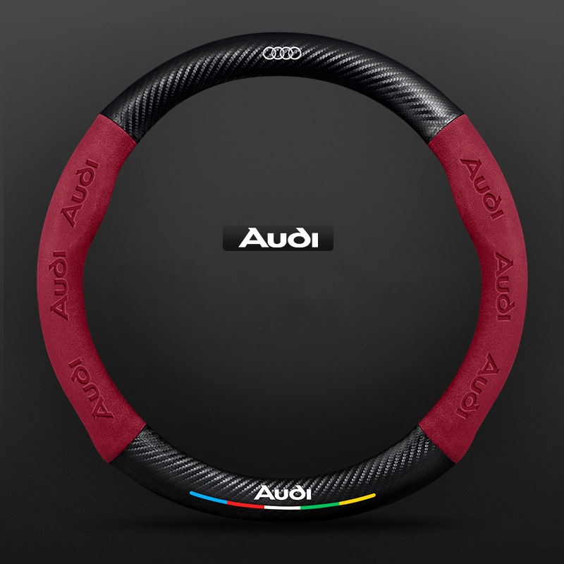 TrackVibe | Red Carbon Suede Steering Wheel Cover – Anti-Slip & Wear-Resistant