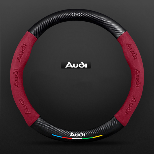 TrackVibe | Red Carbon Suede Steering Wheel Cover – Anti-Slip & Wear-Resistant