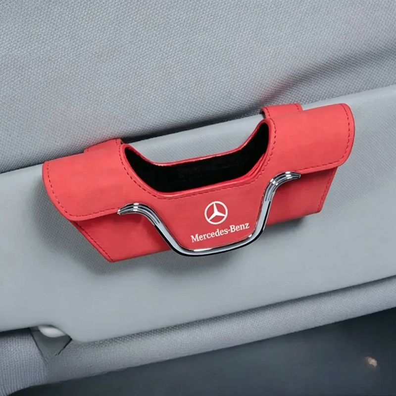 Luxury Suede Car Visor Sunglasses Holder with Card Slot Clip