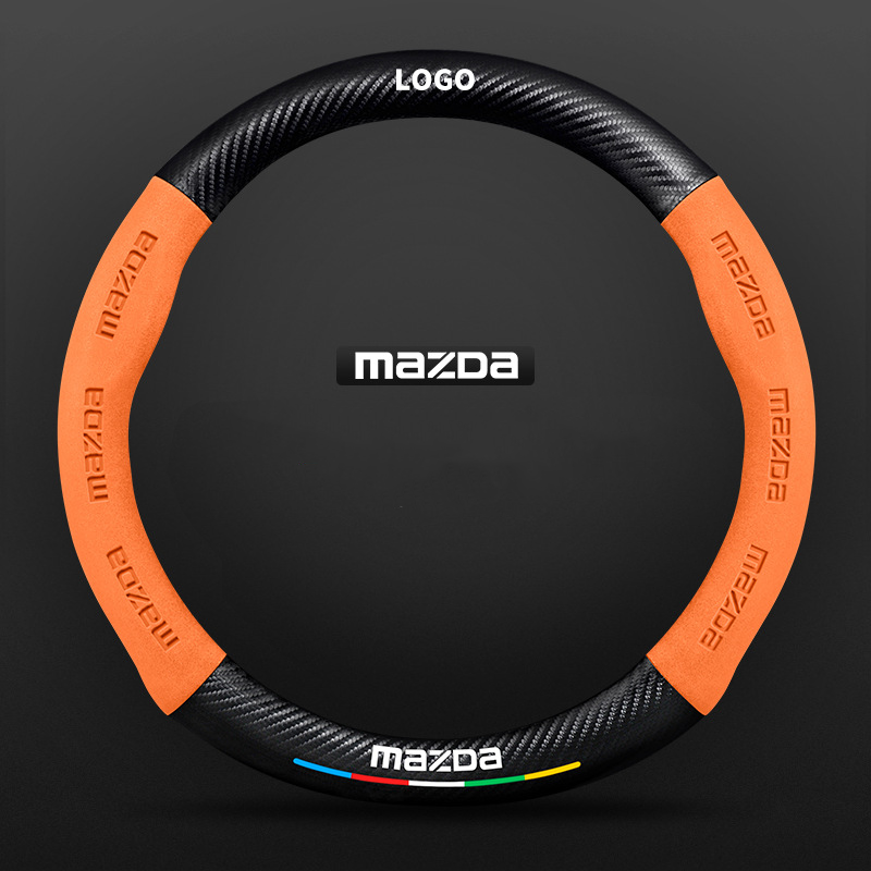 TrackVibe | Orange Carbon Suede Steering Wheel Cover – Anti-Slip & Wear-Resistant