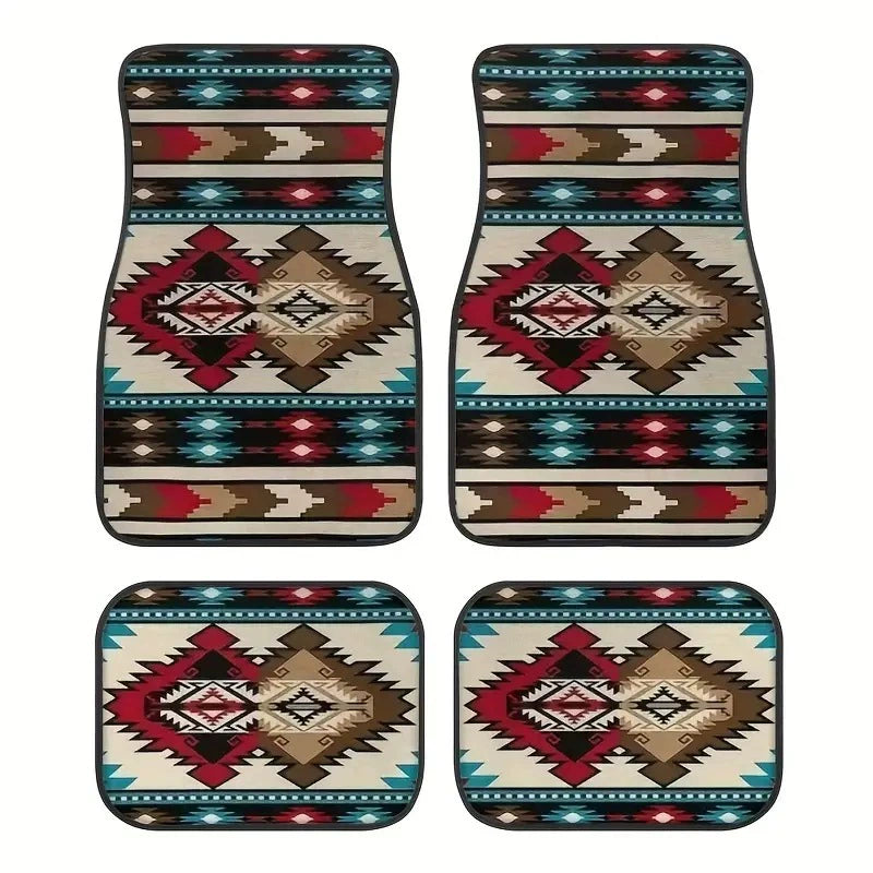 Ethnic Retro Style Car Floor Mats - Stain-Resistant & Easy to Clean