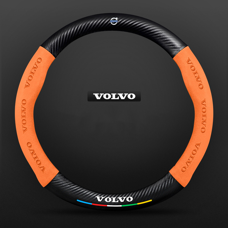 TrackVibe | Orange Carbon Suede Steering Wheel Cover – Anti-Slip & Wear-Resistant