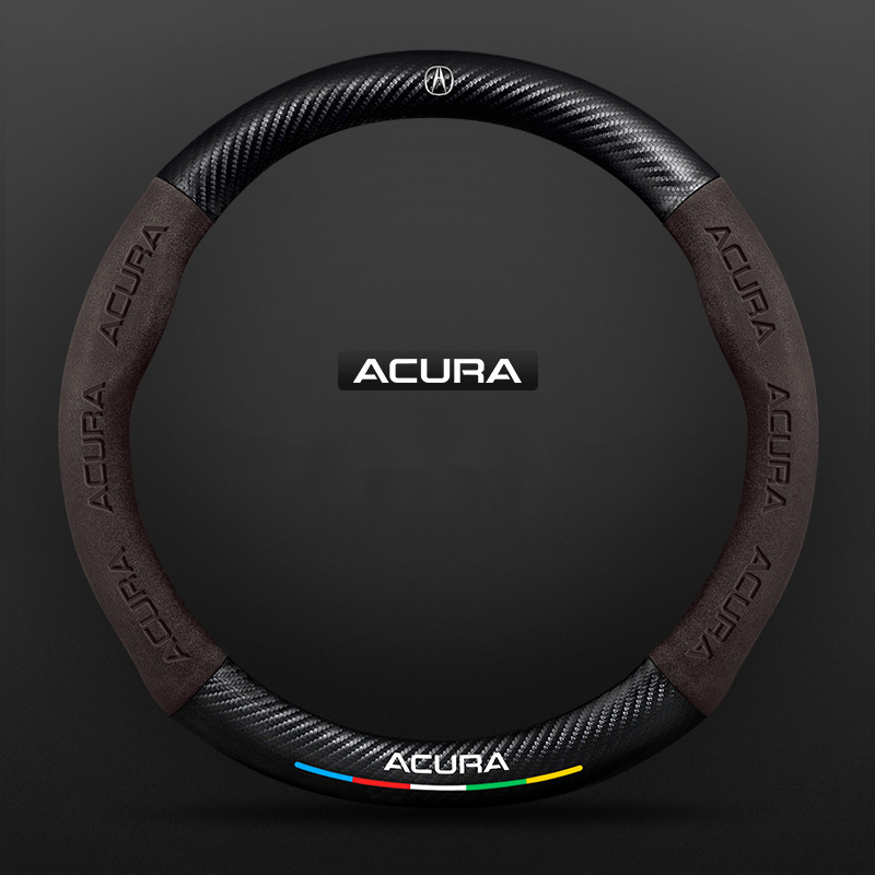 TrackVibe | Deep Brown Carbon Suede Steering Wheel Cover – Anti-Slip & Wear-Resistant