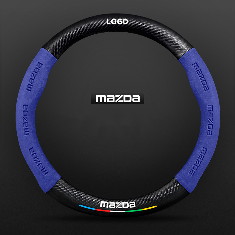 TrackVibe | Blue Carbon Suede Steering Wheel Cover – Anti-Slip & Wear-Resistant