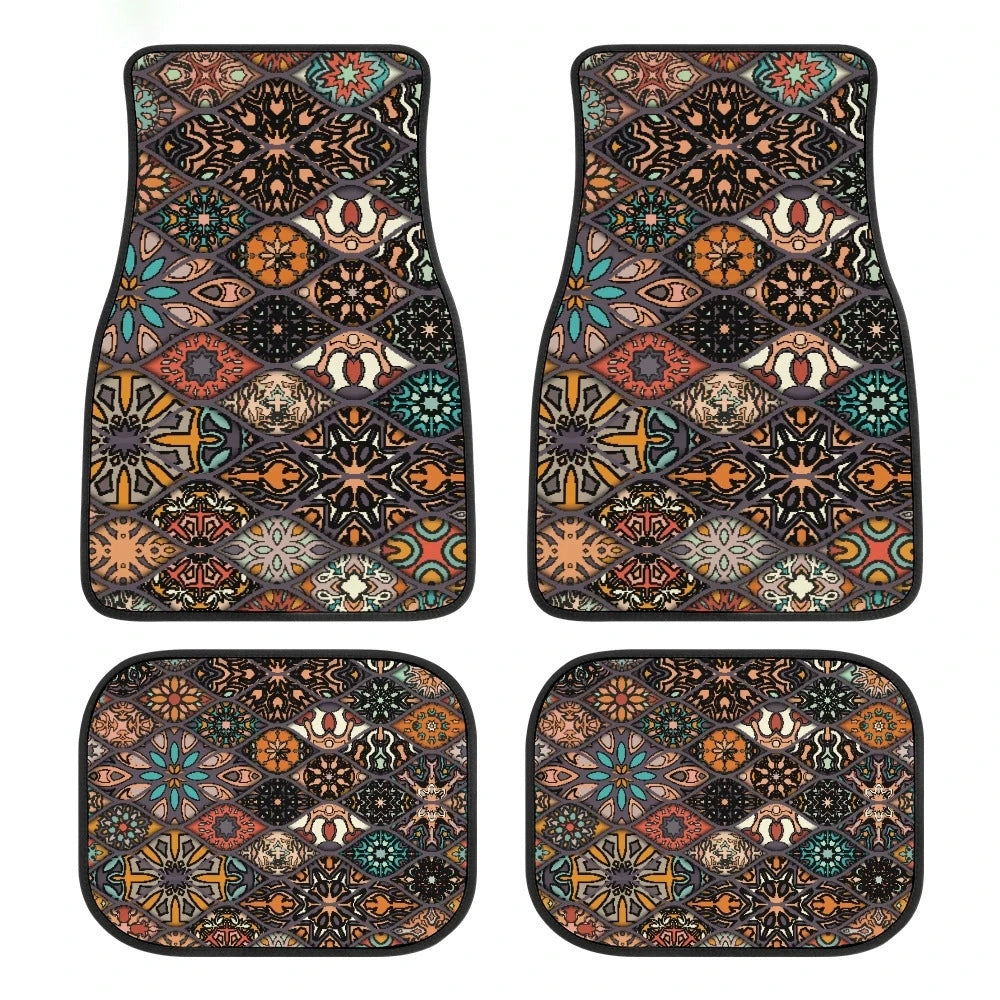 Ethnic Retro Style Car Floor Mats - Stain-Resistant & Easy to Clean