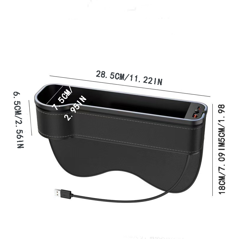 Multifunction Car Gap Storage Box – LED Light & USB Charging