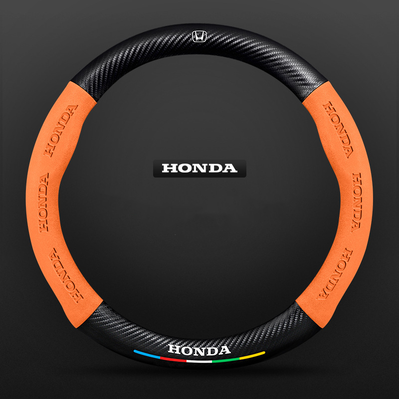 TrackVibe | Orange Carbon Suede Steering Wheel Cover – Anti-Slip & Wear-Resistant