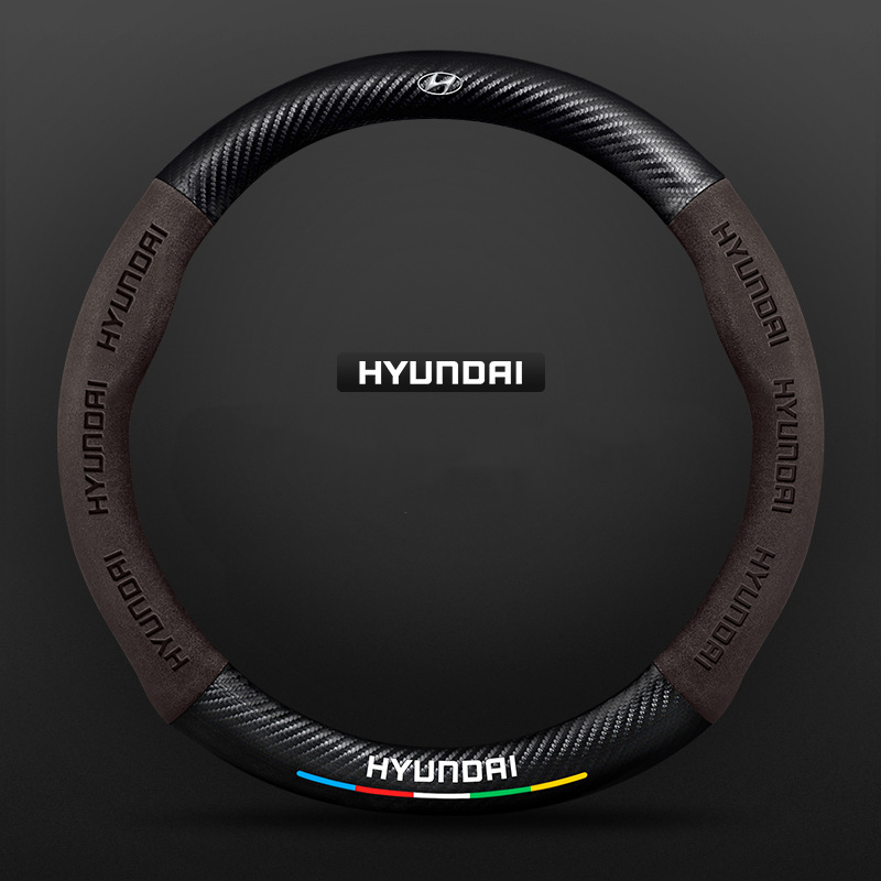 TrackVibe | Deep Brown Carbon Suede Steering Wheel Cover – Anti-Slip & Wear-Resistant