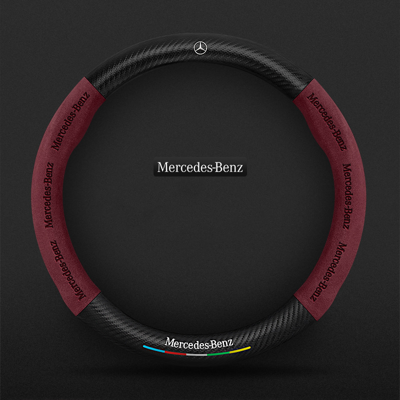 TrackVibe | Red Carbon Suede Steering Wheel Cover – Anti-Slip & Wear-Resistant