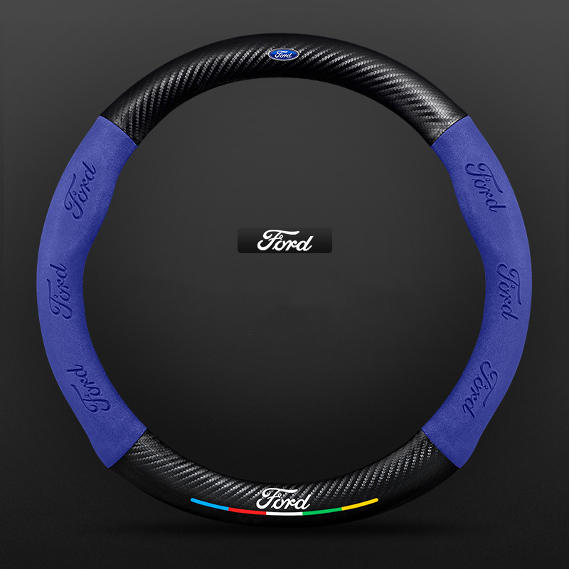 TrackVibe | Blue Carbon Suede Steering Wheel Cover – Anti-Slip & Wear-Resistant