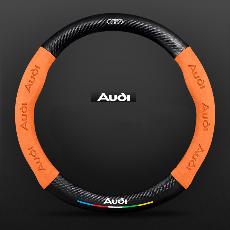 TrackVibe | Orange Carbon Suede Steering Wheel Cover – Anti-Slip & Wear-Resistant