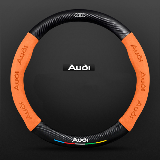 TrackVibe | Orange Carbon Suede Steering Wheel Cover – Anti-Slip & Wear-Resistant
