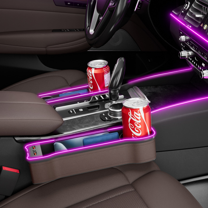 Multifunction Car Gap Storage Box – LED Light & USB Charging