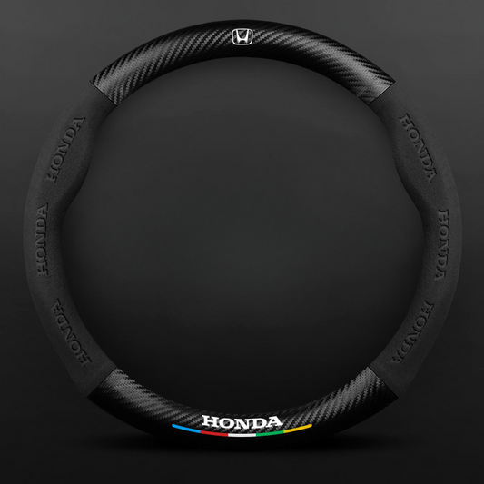 TrackVibe | Black Carbon Suede Steering Wheel Cover – Anti-Slip & Wear-Resistant