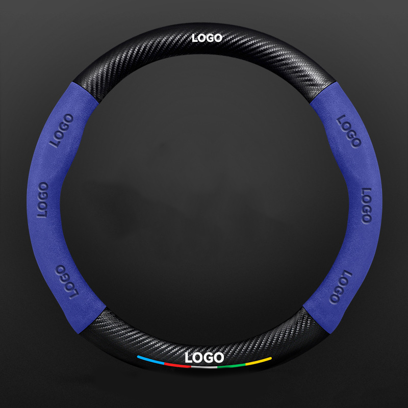 TrackVibe | Blue Carbon Suede Steering Wheel Cover – Anti-Slip & Wear-Resistant