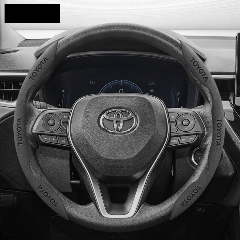 LuxeDrive Suede Sports Steering Wheel Cover - Customizable Logo