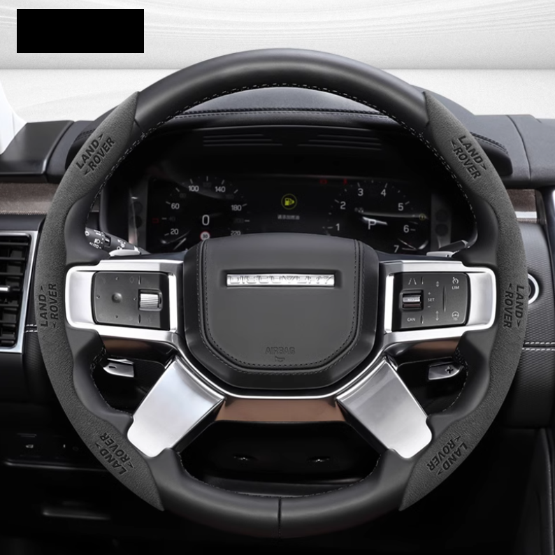 LuxeDrive Suede Sports Steering Wheel Cover - Customizable Logo