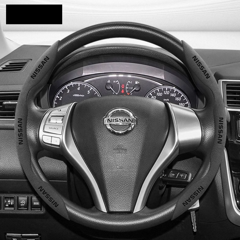 LuxeDrive Suede Sports Steering Wheel Cover - Customizable Logo