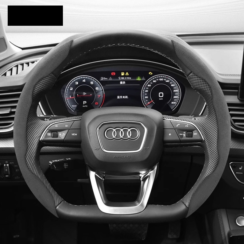 LuxeDrive Suede Sports Steering Wheel Cover - Customizable Logo