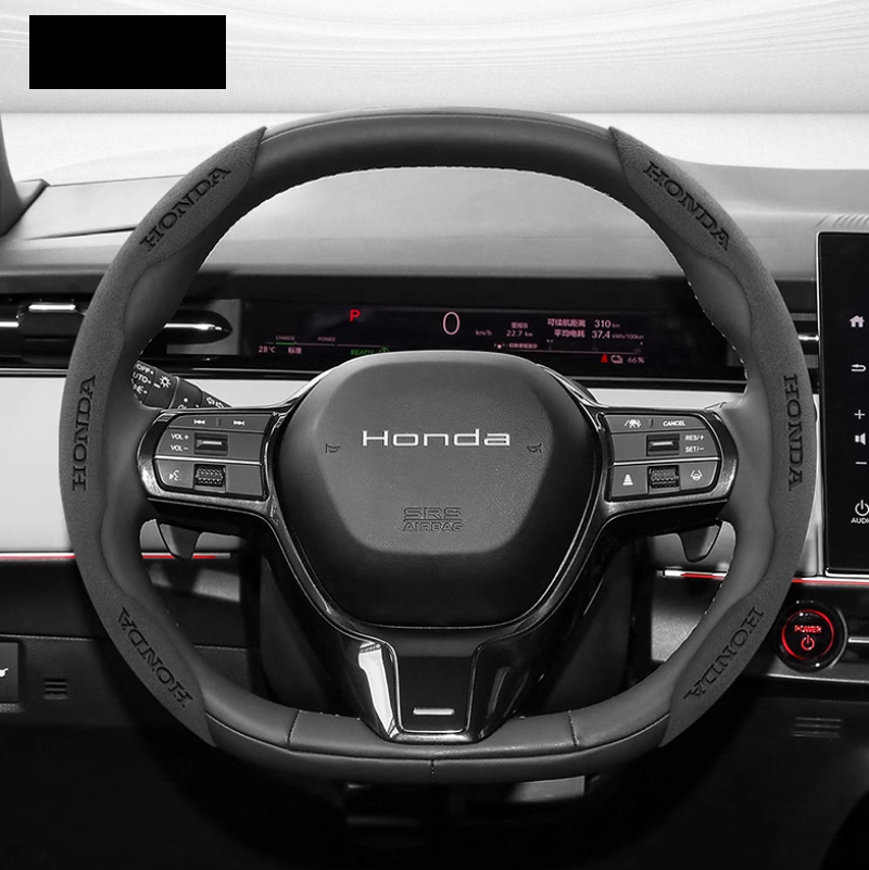 LuxeDrive Suede Sports Steering Wheel Cover - Customizable Logo