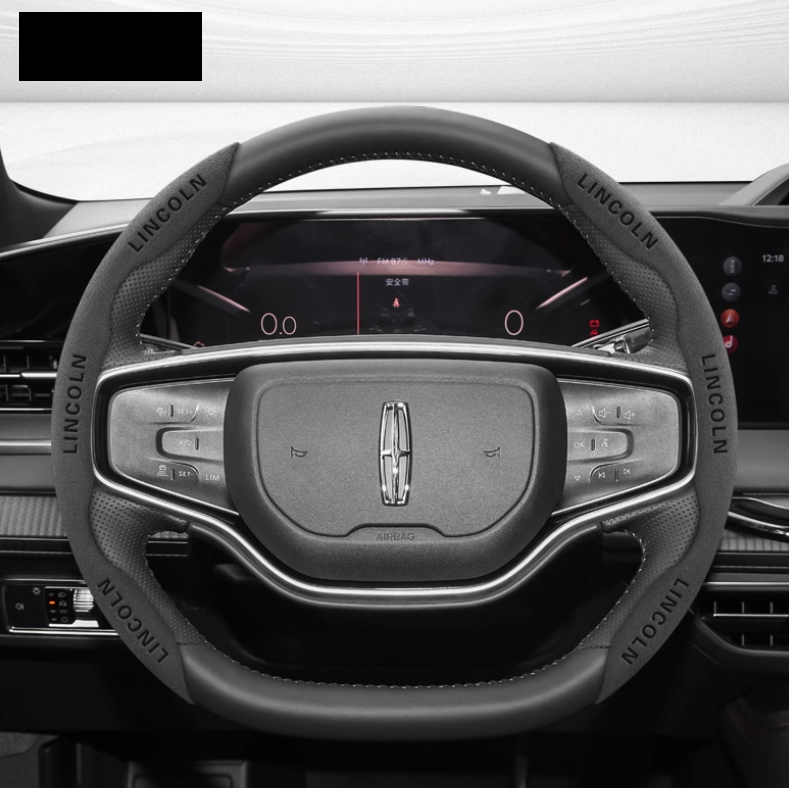 LuxeDrive Suede Sports Steering Wheel Cover - Customizable Logo