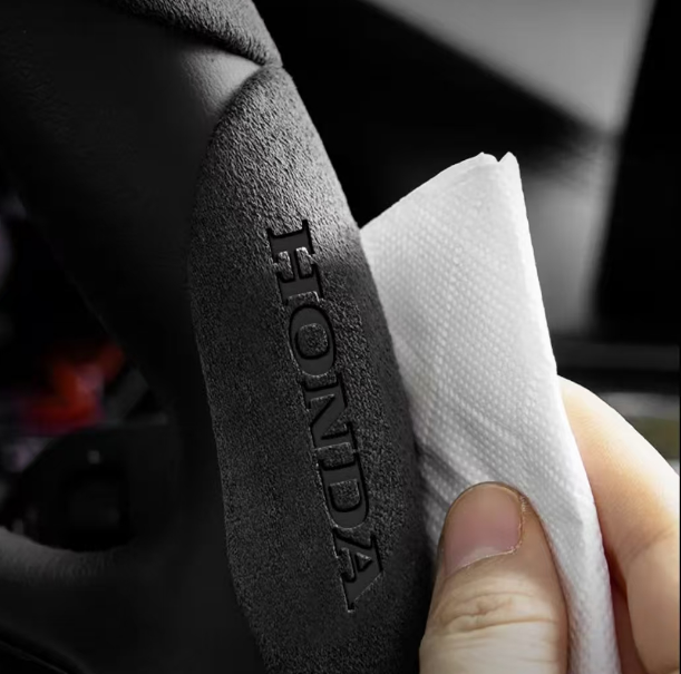 LuxeDrive Suede Sports Steering Wheel Cover - Customizable Logo