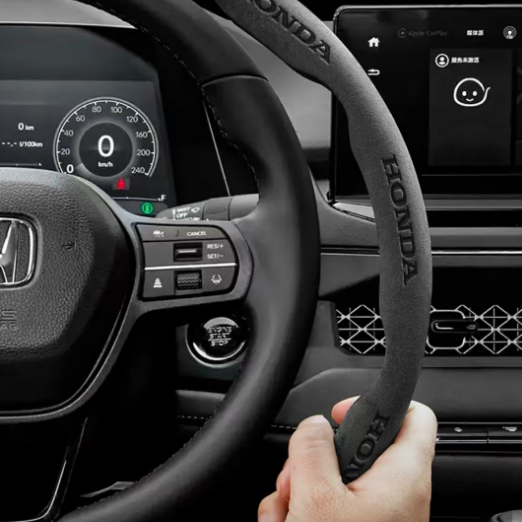 LuxeDrive Suede Sports Steering Wheel Cover - Customizable Logo