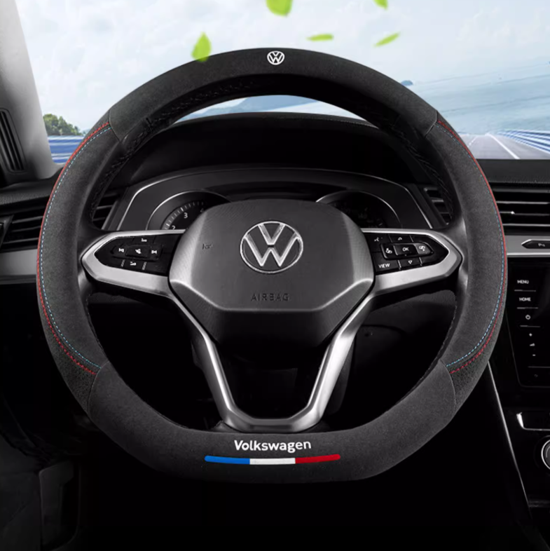 ComfortGrip Suede Steering Wheel Cover - Customizable Logo & Durable Comfort