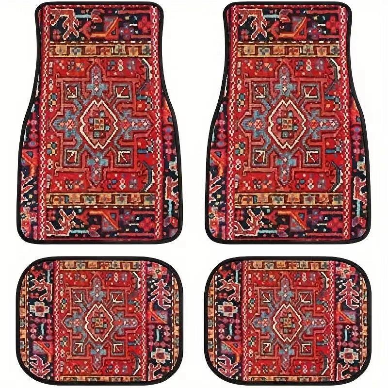 Ethnic Retro Style Car Floor Mats - Stain-Resistant & Easy to Clean