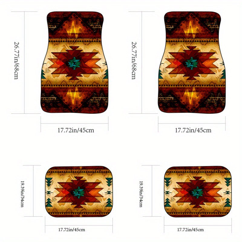 Ethnic Retro Style Car Floor Mats - Stain-Resistant & Easy to Clean