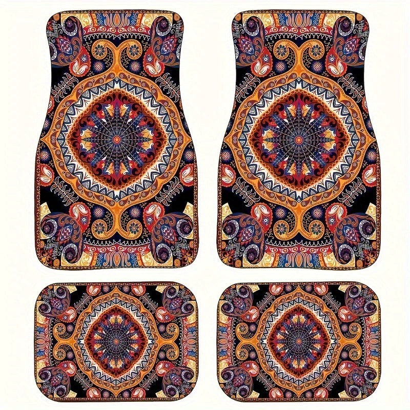 Ethnic Retro Style Car Floor Mats - Stain-Resistant & Easy to Clean