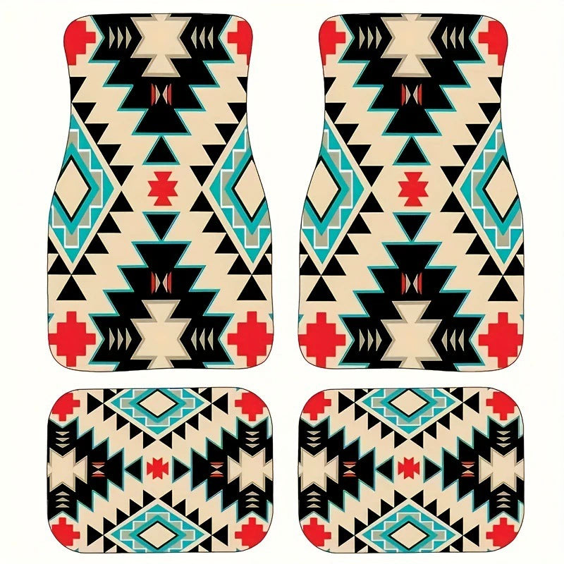 Ethnic Retro Style Car Floor Mats - Stain-Resistant & Easy to Clean