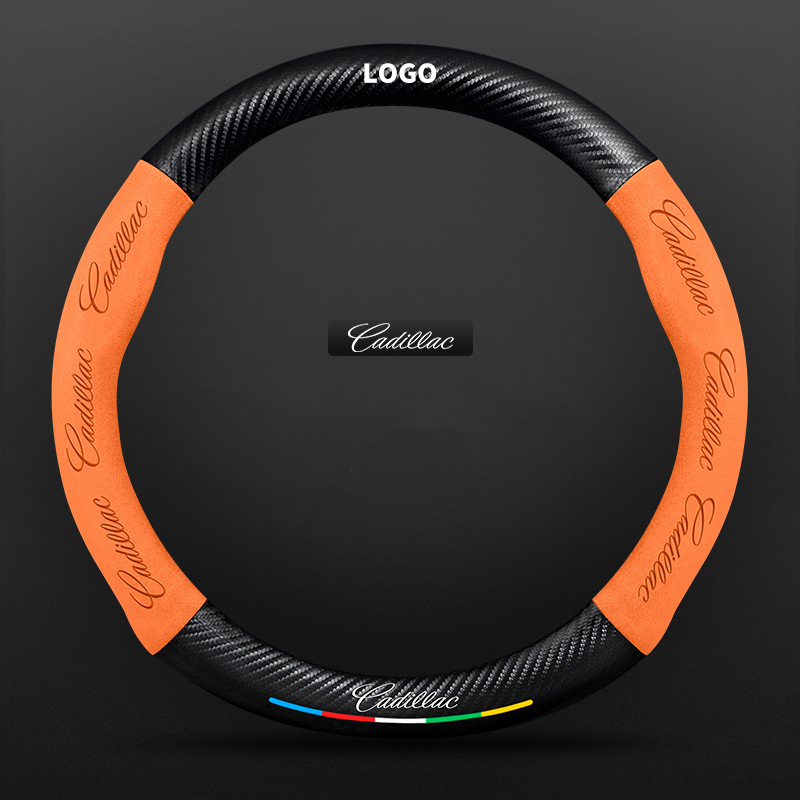 TrackVibe | Orange Carbon Suede Steering Wheel Cover – Anti-Slip & Wear-Resistant