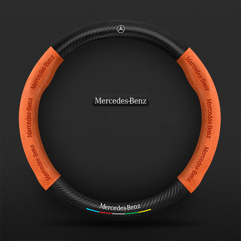 TrackVibe | Orange Carbon Suede Steering Wheel Cover – Anti-Slip & Wear-Resistant