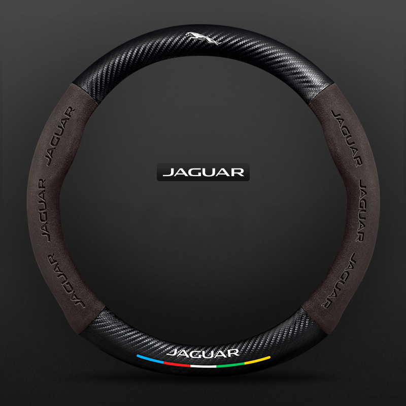 TrackVibe | Deep Brown Carbon Suede Steering Wheel Cover – Anti-Slip & Wear-Resistant